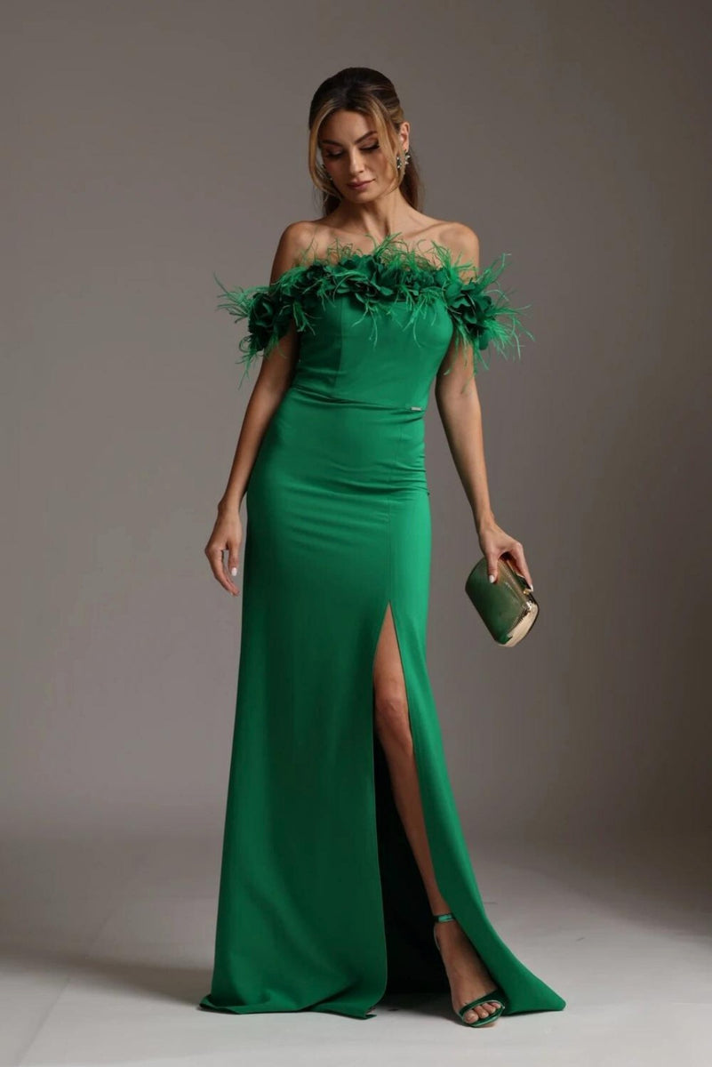 Vestito Lungo Vestito Verde Fiori Abito Verde Fiori