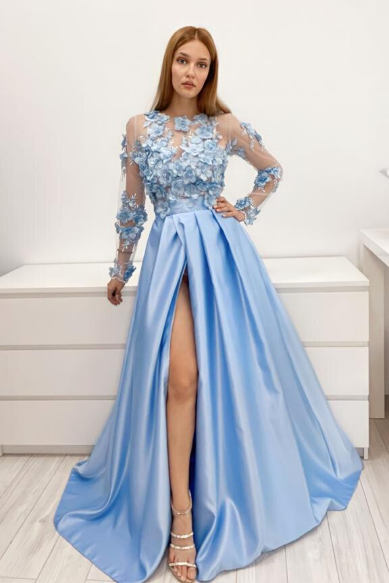 Tulle Vestiti Eleganti A Maniche Lunghe Tubino Oro Elegante A