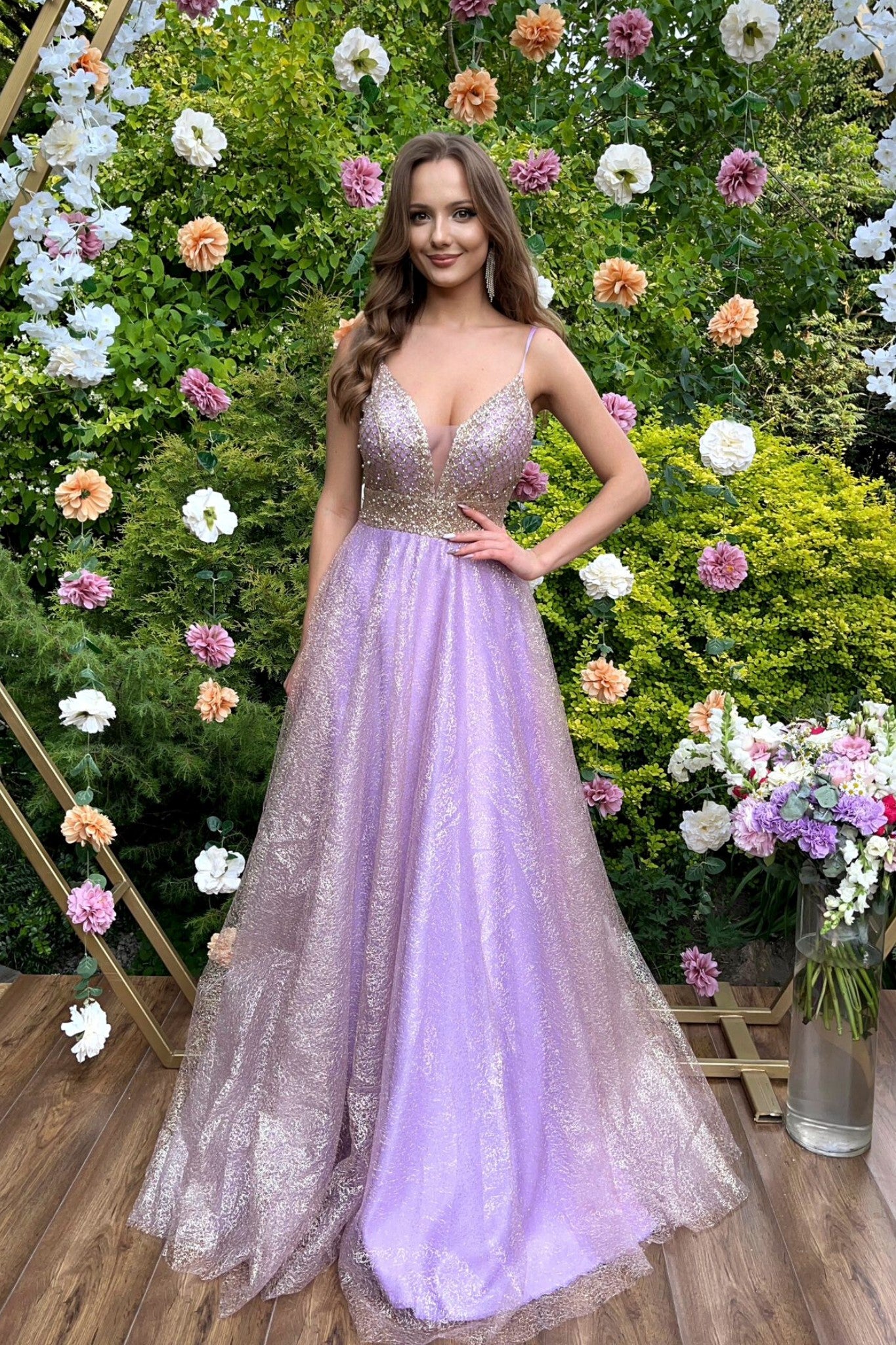 Abito Lungo Abito Damigella Lilla In Tulle Abiti Cerimonia Color