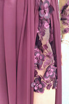 Abito lungo viola prugna Axa con strascico e corpetto in tulle nude a fiori 3D, abiti eleganti Moda-Mania