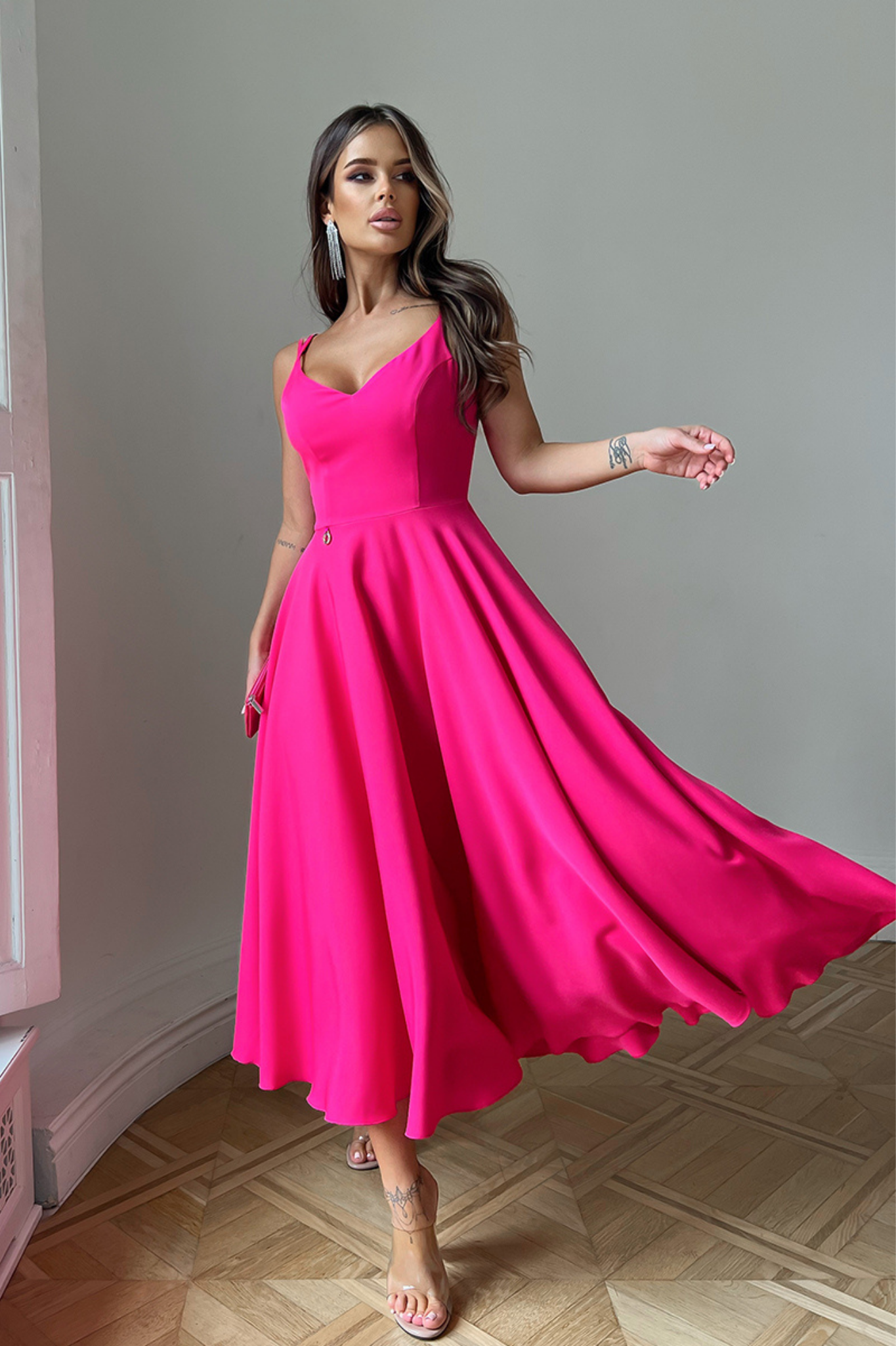 Vestito Midi Vestito Gonna A Ruota Abito A Ruota Con Cintura – Nunalie