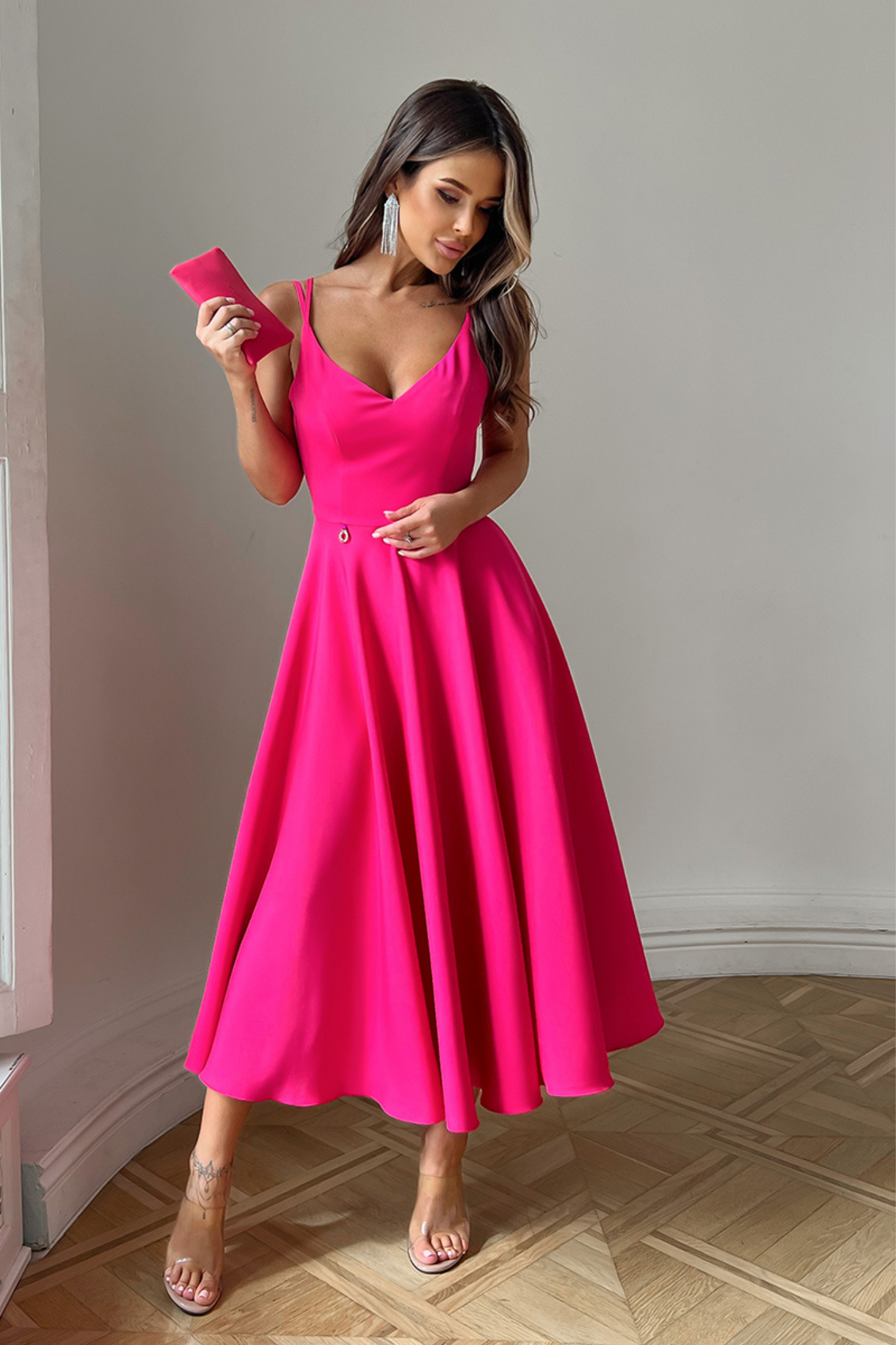 Vestito Elegante Abito Gonna A Ruota Lunga Abito Svasato Con Gonna