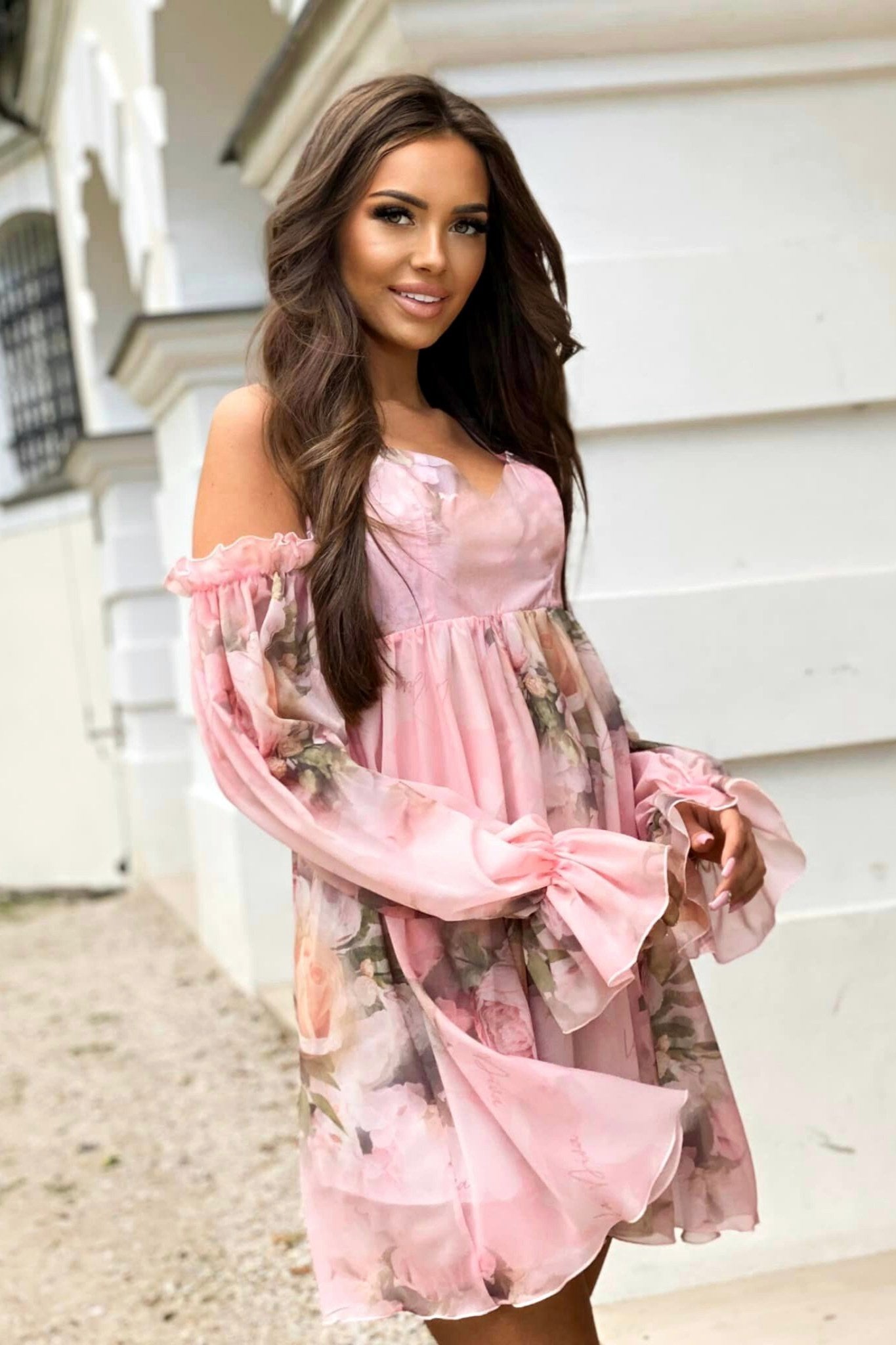 Springcmy Abito Da Donna Con Fiori 3D Senza Spalline Con Nappe E Volant - Foto 3