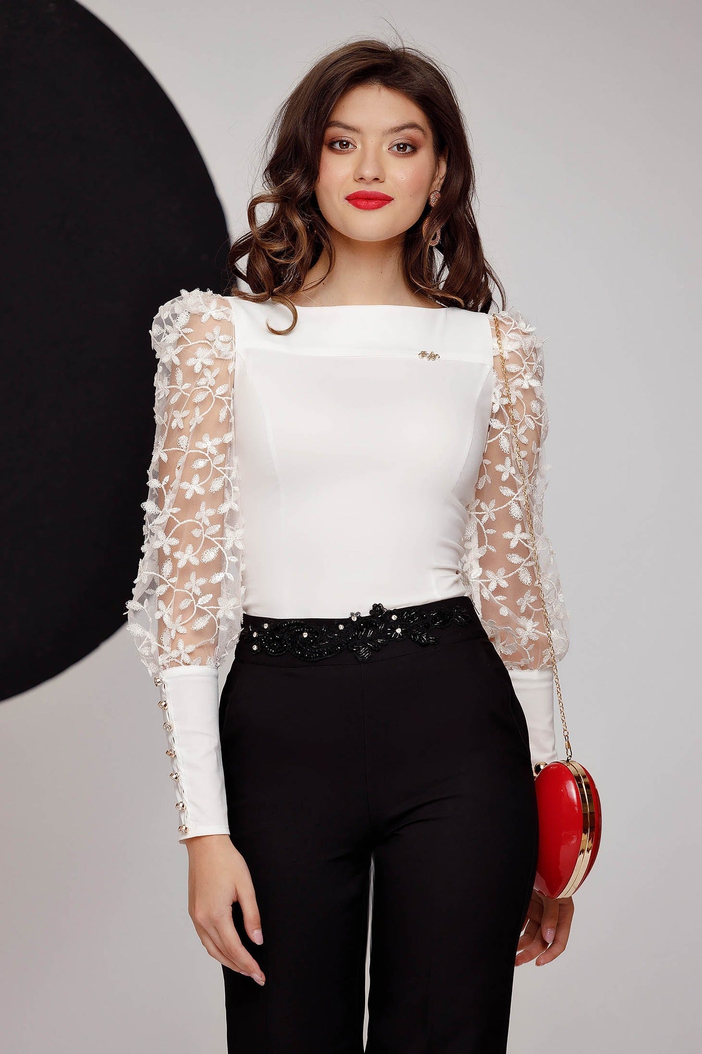 Camicia Bianca Camicia Sbuffo Manica Corta Camicia Donna Maniche A