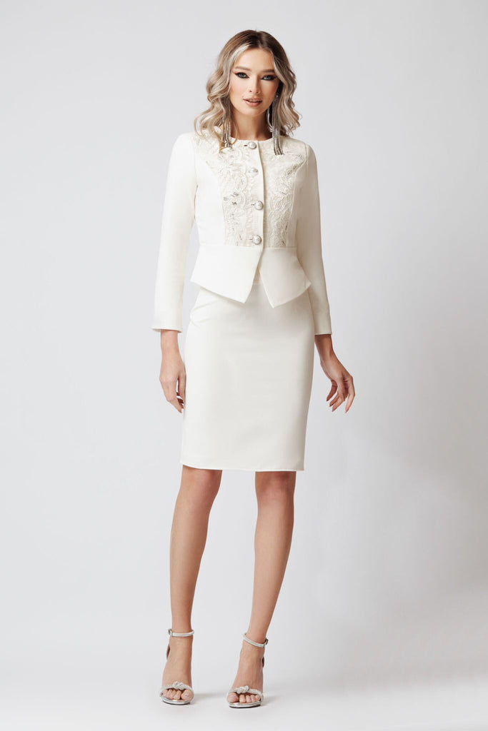 Blazer Outfit Tubino Bianco Tubino Pizzo Giacca In Pizzo Tubino E