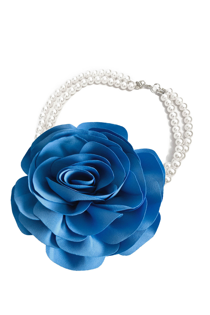 Completo tailleur elegante blu azzurro a tre pezzi Pretty Girl con spilla a fiore
