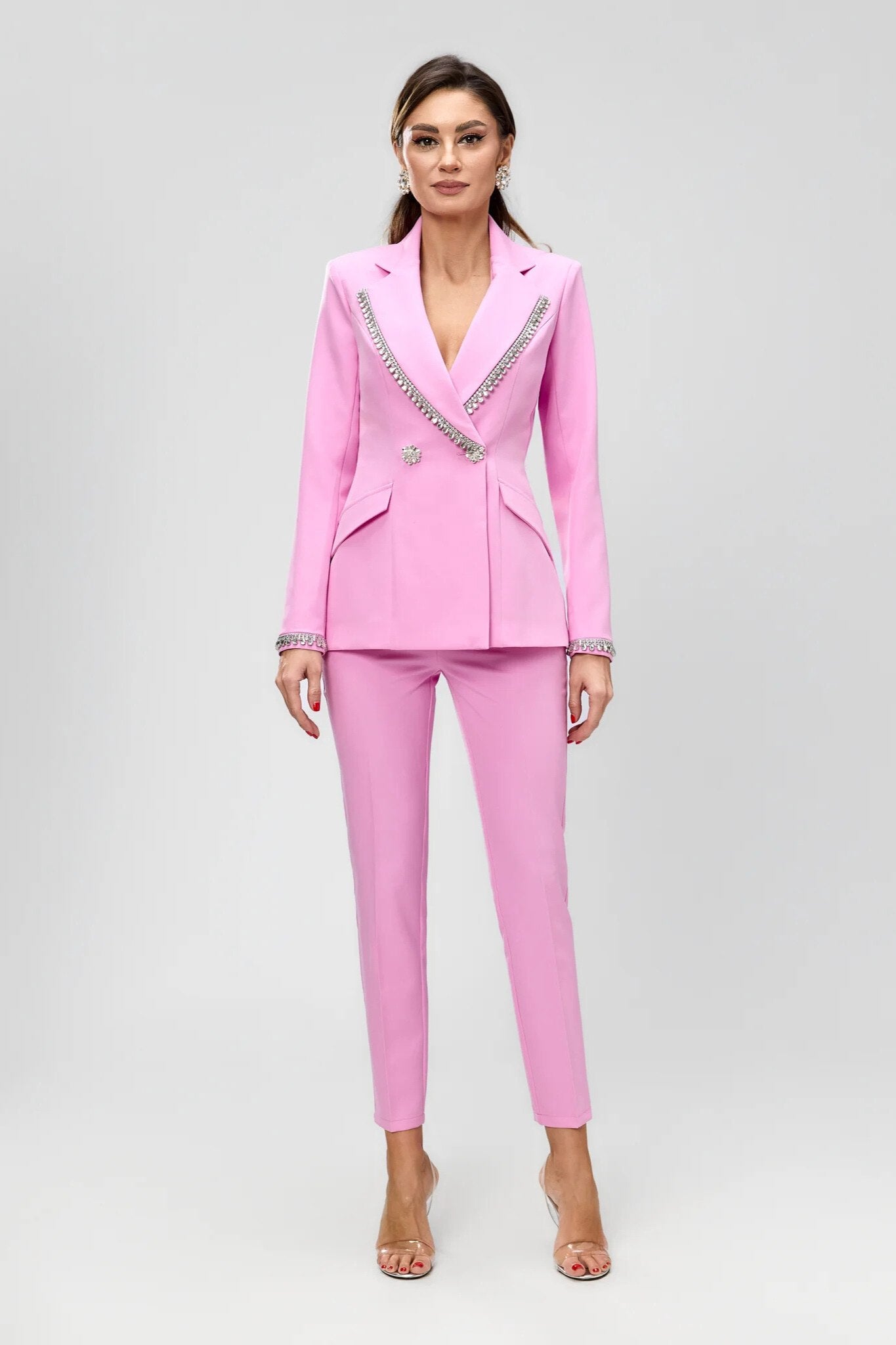 Tailleur Pantalone Outfit Pantalone Rosa Cipria Tailleur Rosa