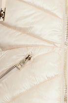 Gilet imbottito Gaudi color panna in nylon lucido con zip e cappuccio, giacche e cappotti Moda-Mania.