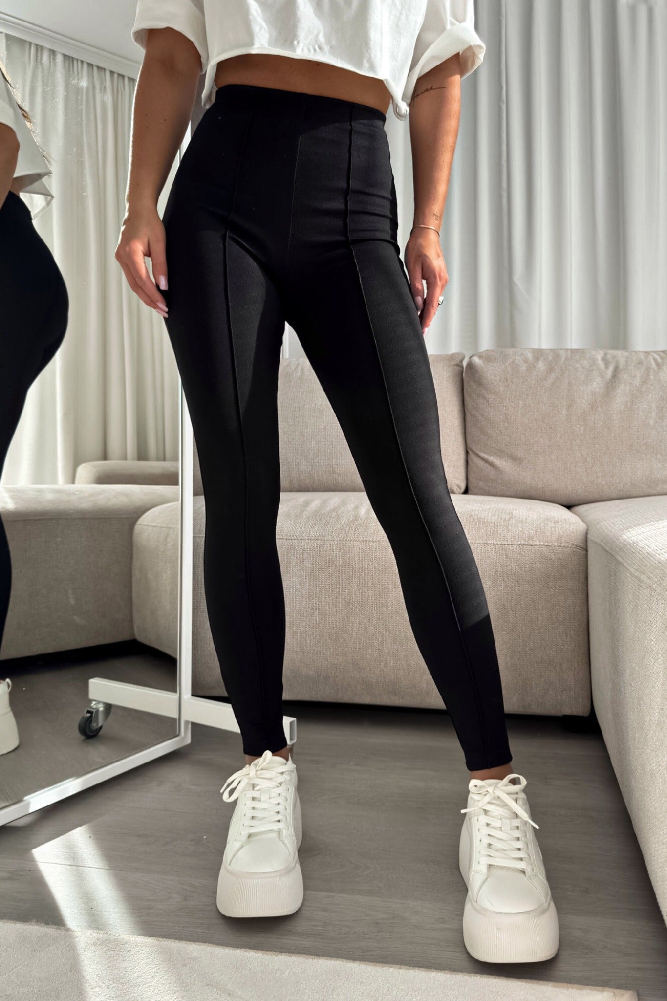 Cotone Elasticizzato Leggings Inserti Trasparenti Leggings Uomo