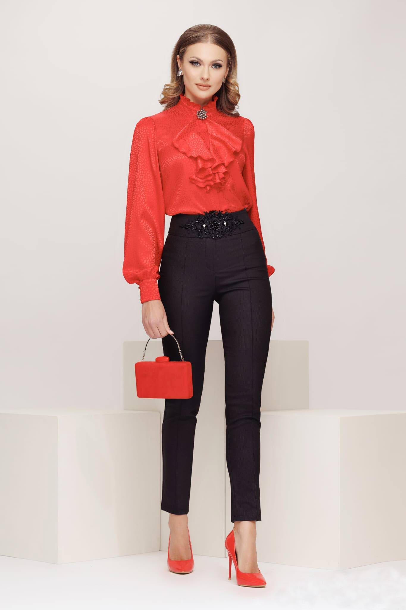 Pantaloni eleganti neri a sigaretta e vita alta Fofy con