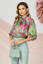 Pantaloni eleganti verde menta a gamba larga Pretty Girl con accessori dorati laterali in vita, tessuto morbido e stile sofisticato