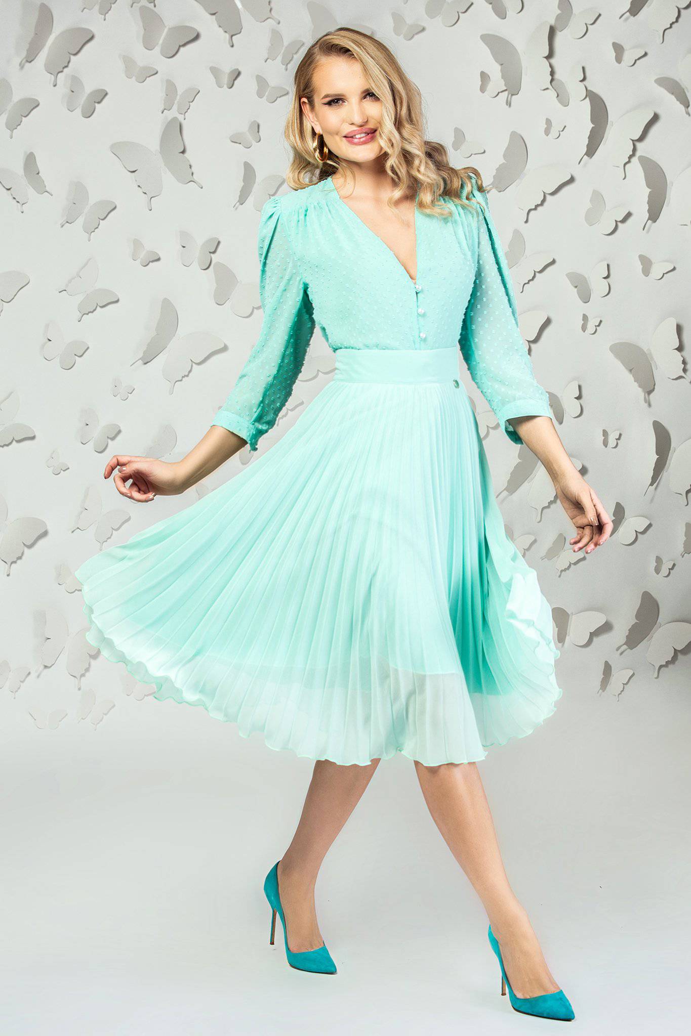 Gonna A Pieghe Ragazze Vita Alta - Tut&ugrave; Elasticizzato, Mini, 8 Colori, Taglie 5-14 Anni