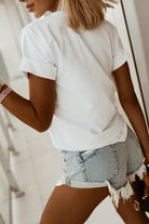 T-shirt bianco Moda Mania in cotone con stampa Donna occhiali scritta Diva, maniche corte con risvolto, stile casual.