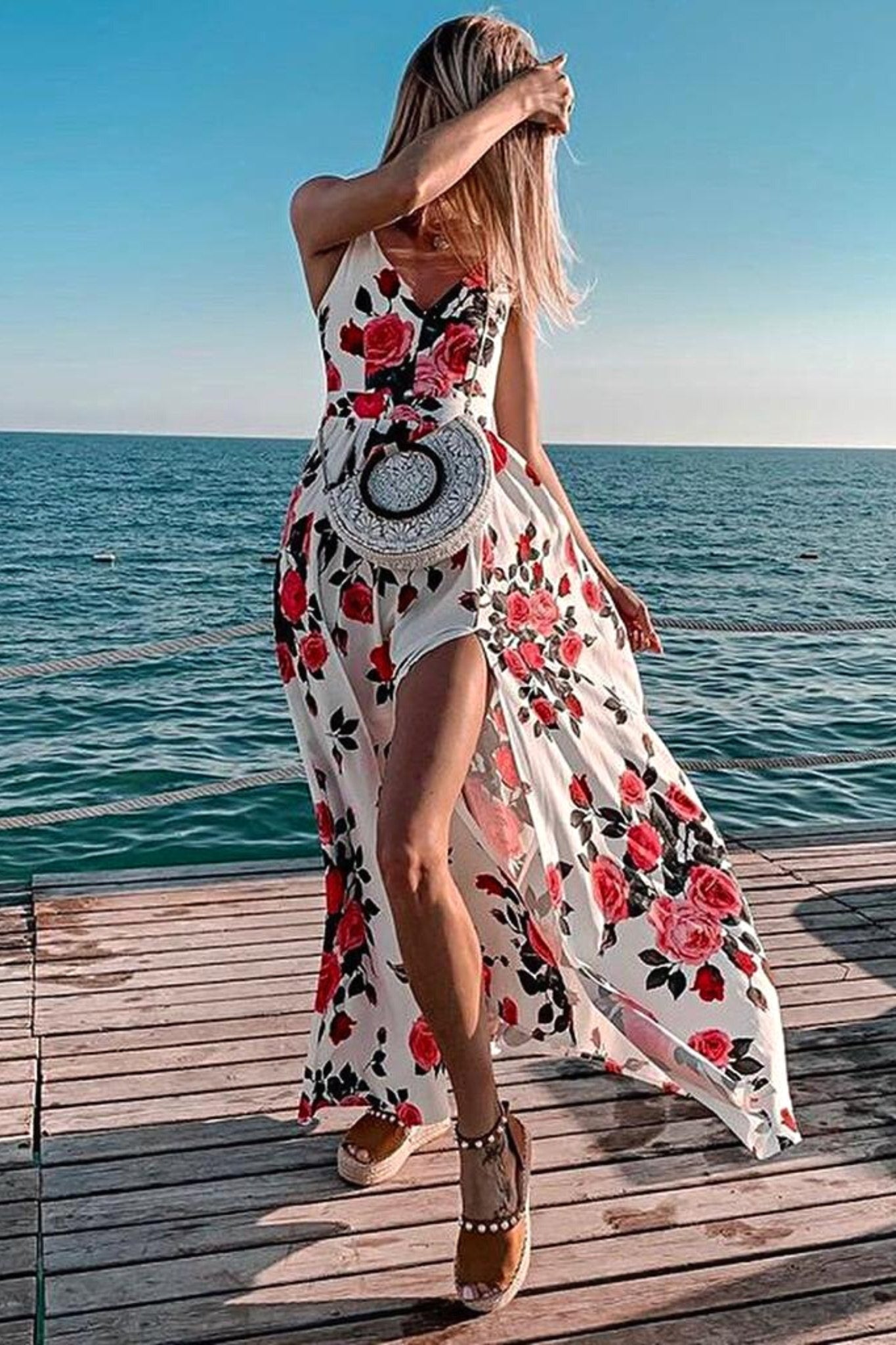 Bambino Da Ragazza Vestito Floreale Senza Maniche Informale Attivo Vestito 5 12 Anni Estate Bianco P9509241