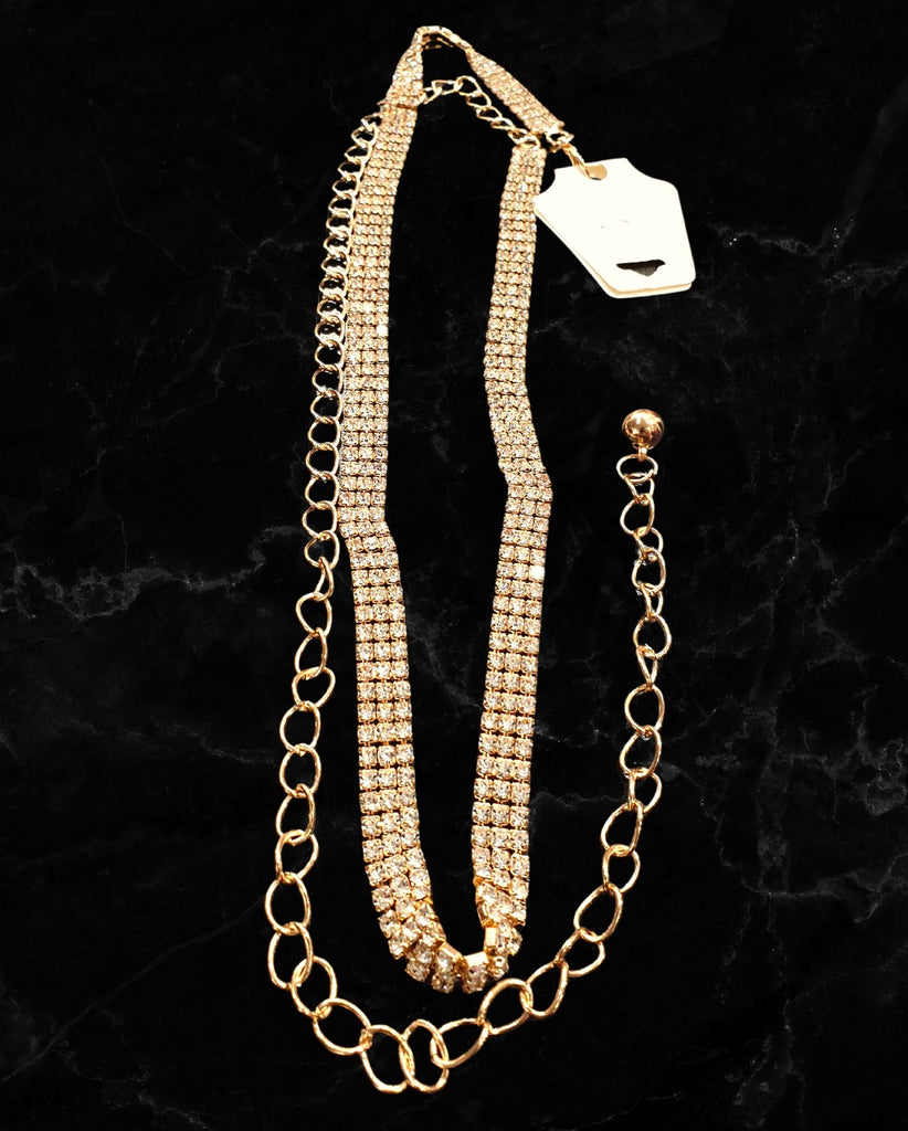 Cintura gioiello decorativa dorata metallica in strass e cristalli  regolabile