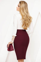 Camicia body bianca Fofy con polsini, scollatura in tulle floreale e passamaneria, tessuto elegante e dettagli raffinati.