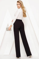 Pantaloni neri eleganti Fofy a vita alta e gamba larga con tasche laterali e rifiniture in stelle, stile sofisticato e moderno